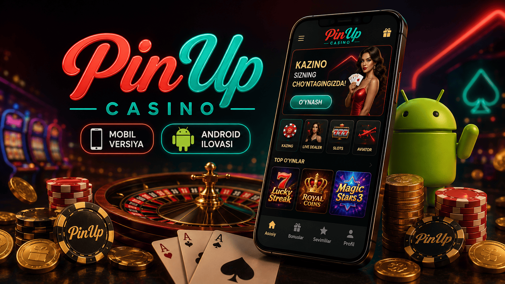 Pin Up mobil versiyasi va Android ilovasi ko‘rinishi